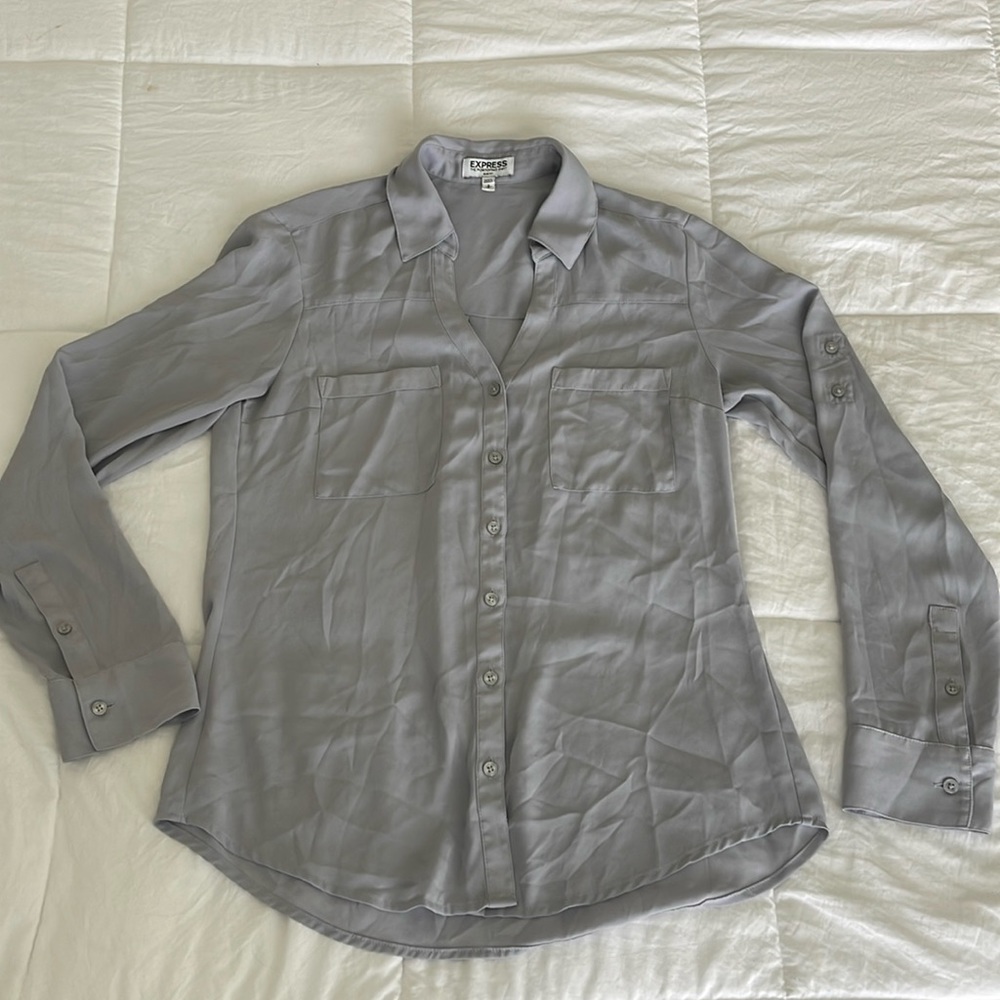 Grey button down